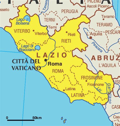 map of lazio italy with cities